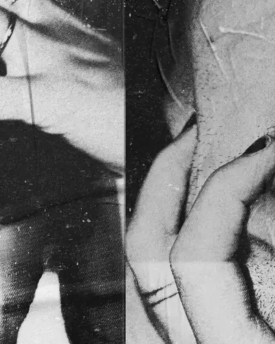 Split-frame close-ups, black and white