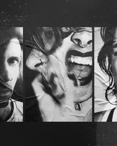 Three performance frames, black and white
