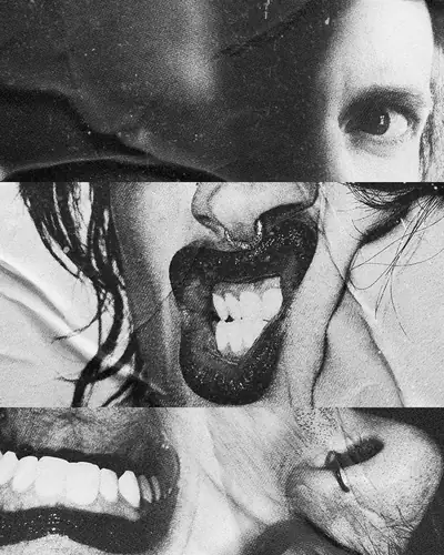 Story Ghost mid-shout, black and white