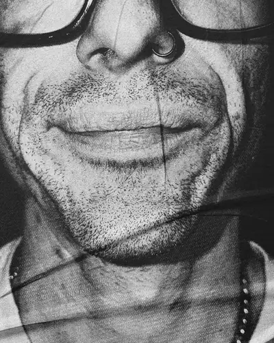 Story Ghost portrait in sunglasses, black and white
